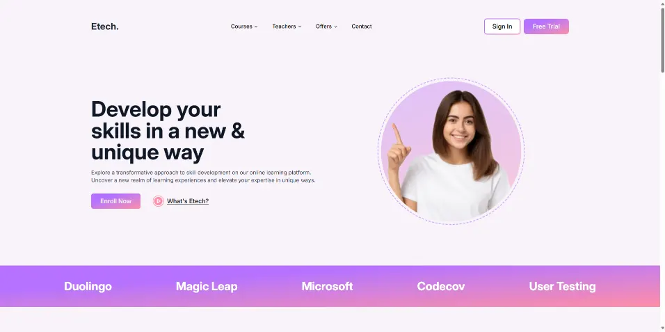 Etech Landing Page screenshot
